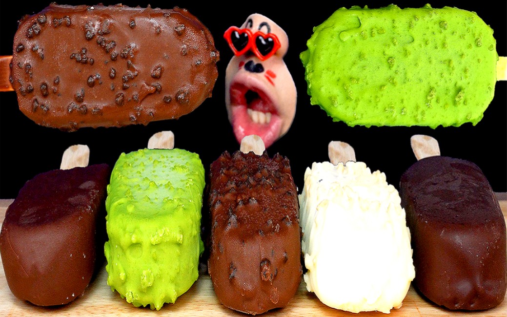 韩国吃播realmouth巧克力抹茶奶油冰激凌合集