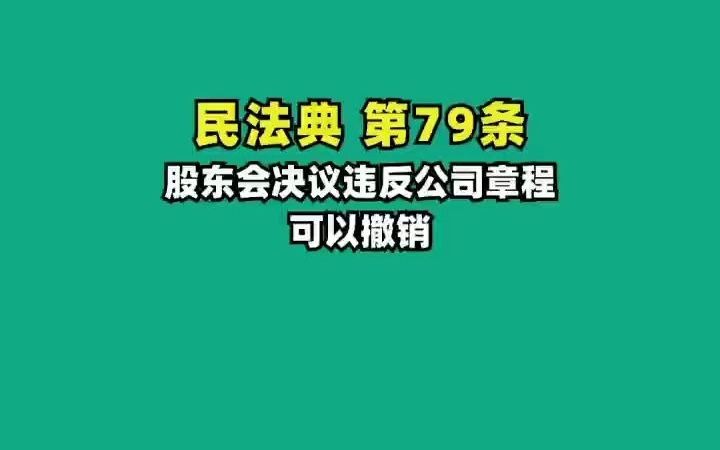 民法典79.股东会决议违反公司章程,可撤销哔哩哔哩bilibili