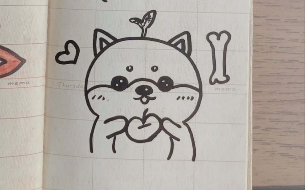 小柴犬简笔画手绘图片