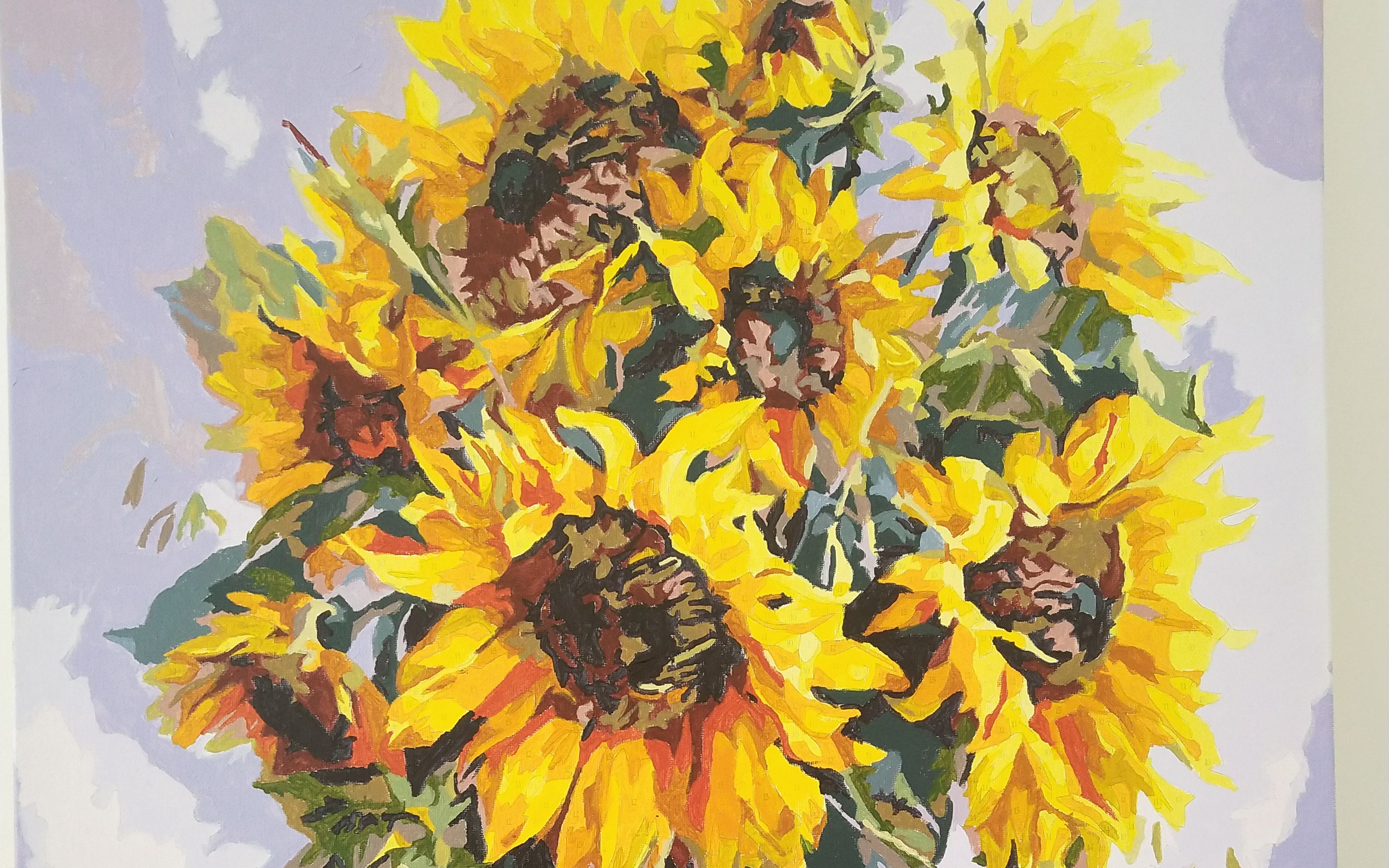 数字油画填涂--向日葵花瓶