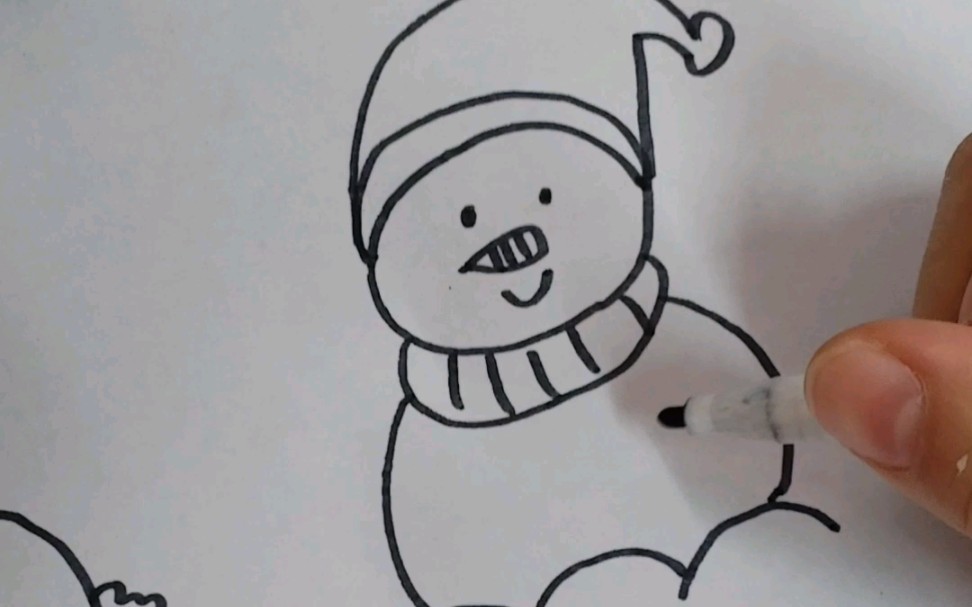 雪人和小狗简笔画-兔子的绘画生活记录-兔子的绘画生活记录-哔哩哔哩