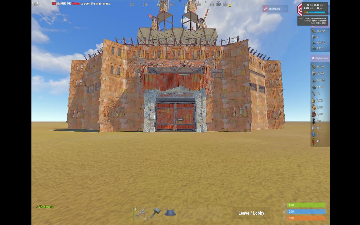 rust适合懒汉可以抗180rpg的812人建筑城堡房希望大家喜欢