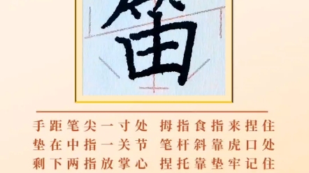 【每日一字】笛字“竹”短撇稍斜,两横勿高,两点上靠;“由”往上靠,中竖勿长.上宽下窄,重心对正.哔哩哔哩bilibili