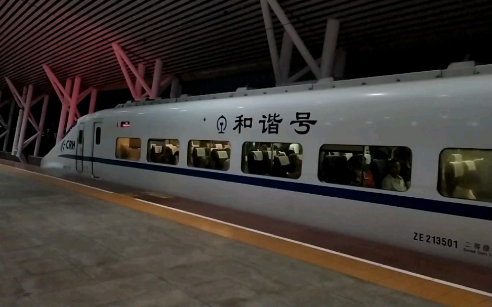 d902次(深圳北站—北京西站)本务北京动车段crh2e-2135虎门站1站台