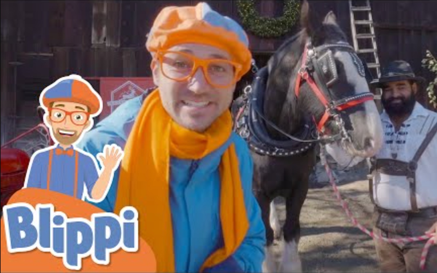 [图]【Blippi带你学英语】参观农场里的动物：马和驯鹿 Blippi Visits The Horse And Reindeer Farm Animals