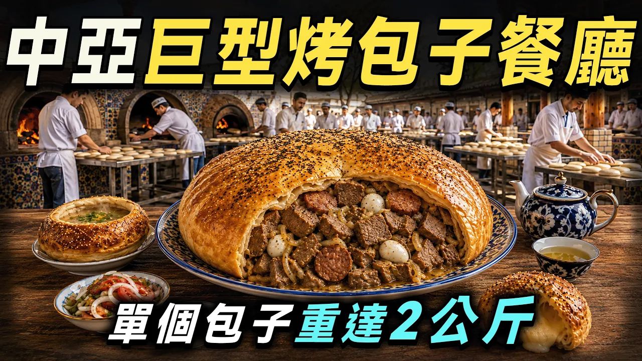 【美食文化】一个烤包子重达2公斤！这家餐厅每周末手工切肉500磅，师傅倒挂巨型馕坑，顶着400度高温烤制3000个包子！｜厨哥看天下