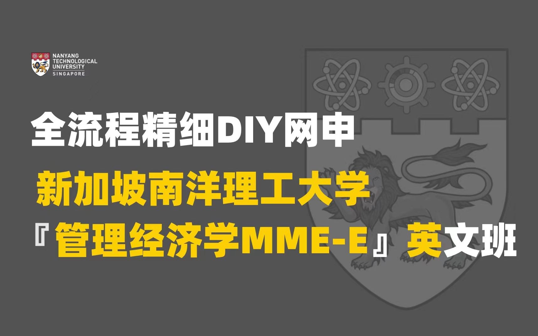 「全网最精细DIY网申教程!」新加坡南洋理工大学管理经济学英文班,手把手教你成留学中介!哔哩哔哩bilibili