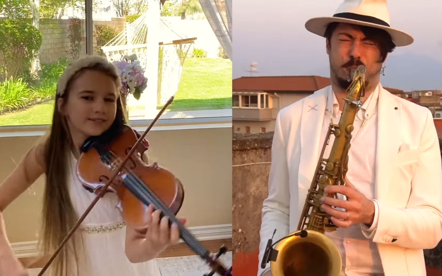 意大利屋顶萨克斯为她而活vivoperlei与卡罗琳娜普罗琴科小提琴合奏