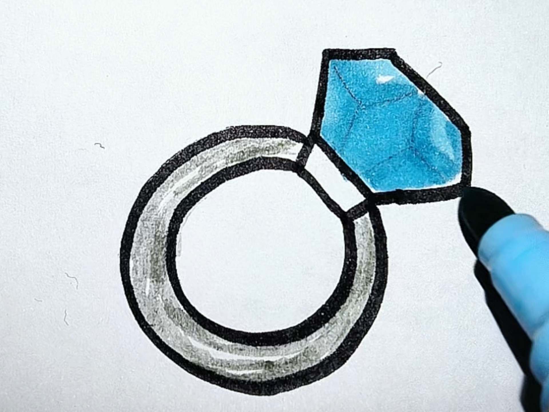 钻石戒指简笔画,儿童画