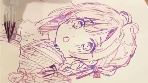 ボールペンで女の子イラストを描く アナログイラストメイキング 哔哩哔哩