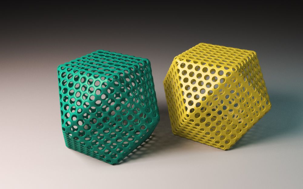 多孔正十四面体建模 vray渲染