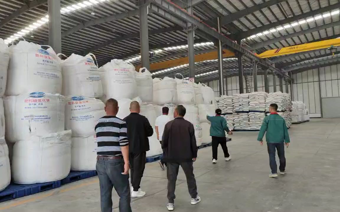 复合肥厂家经销商参观化肥原料仓库!