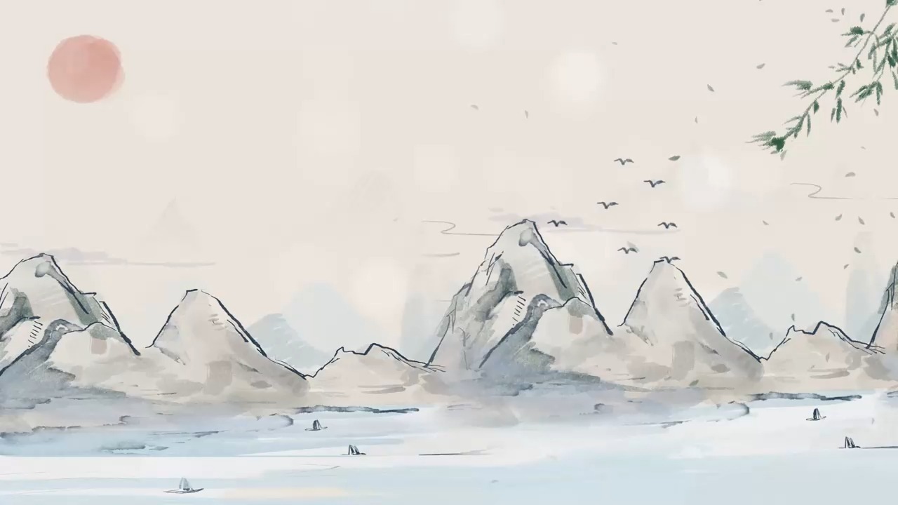 02古诗朗诵诗词古风中国风古典淡雅led背景视频素材