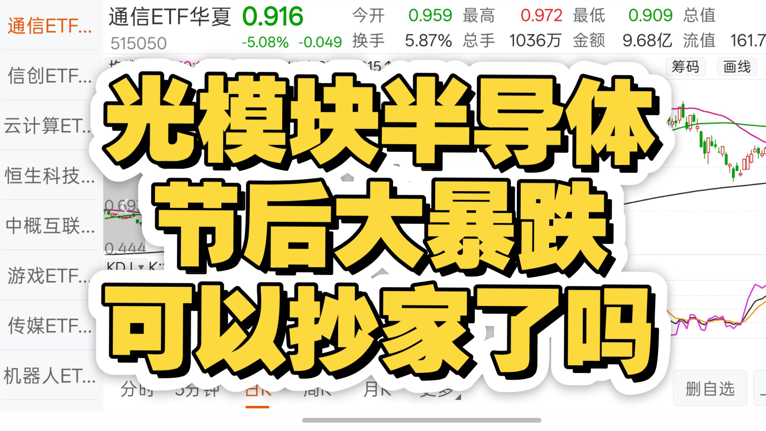 光模块半导体节后大暴跌，可以抄家了吗？