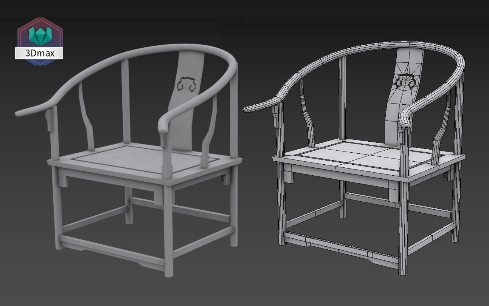 【3dmax教程】简单"太师椅"模型全流程制作,教你快速上手3dmax!