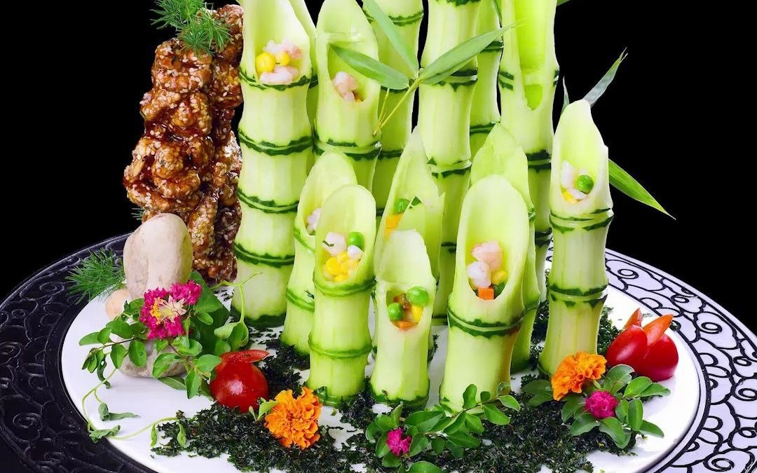 用几根黄瓜做成的竹子你喜欢吗?