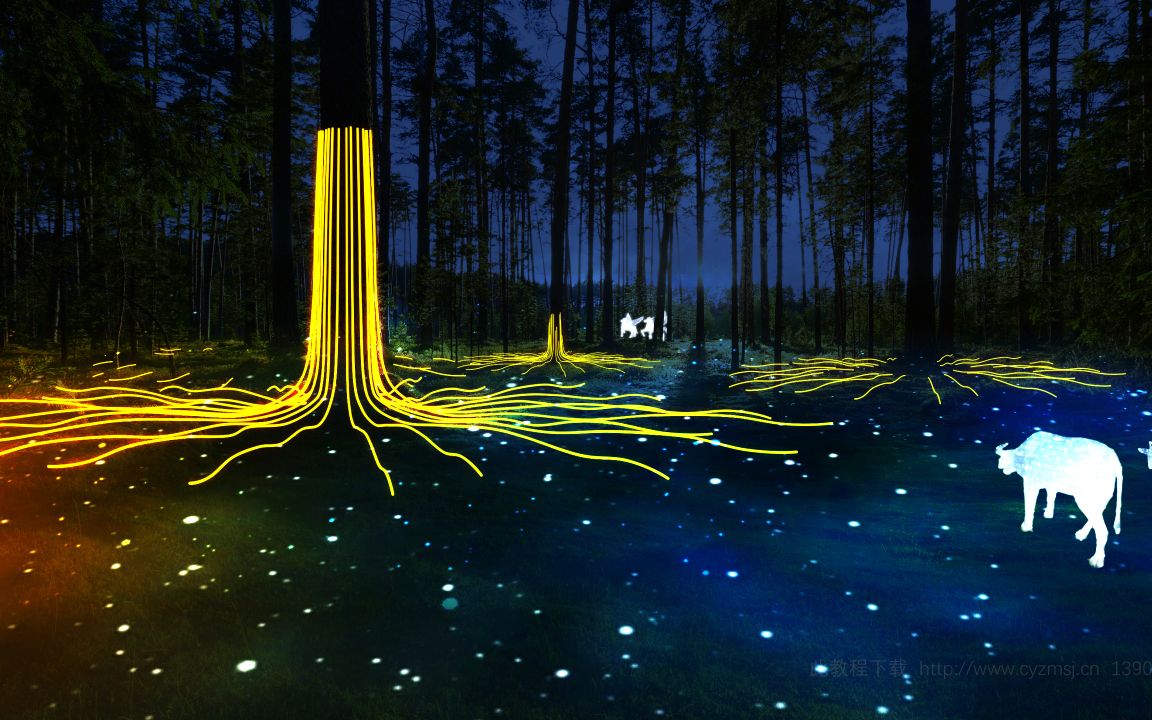 魔幻森林夜景灯光创意设计教程,灯光表演设计详细流程步骤,从入门到