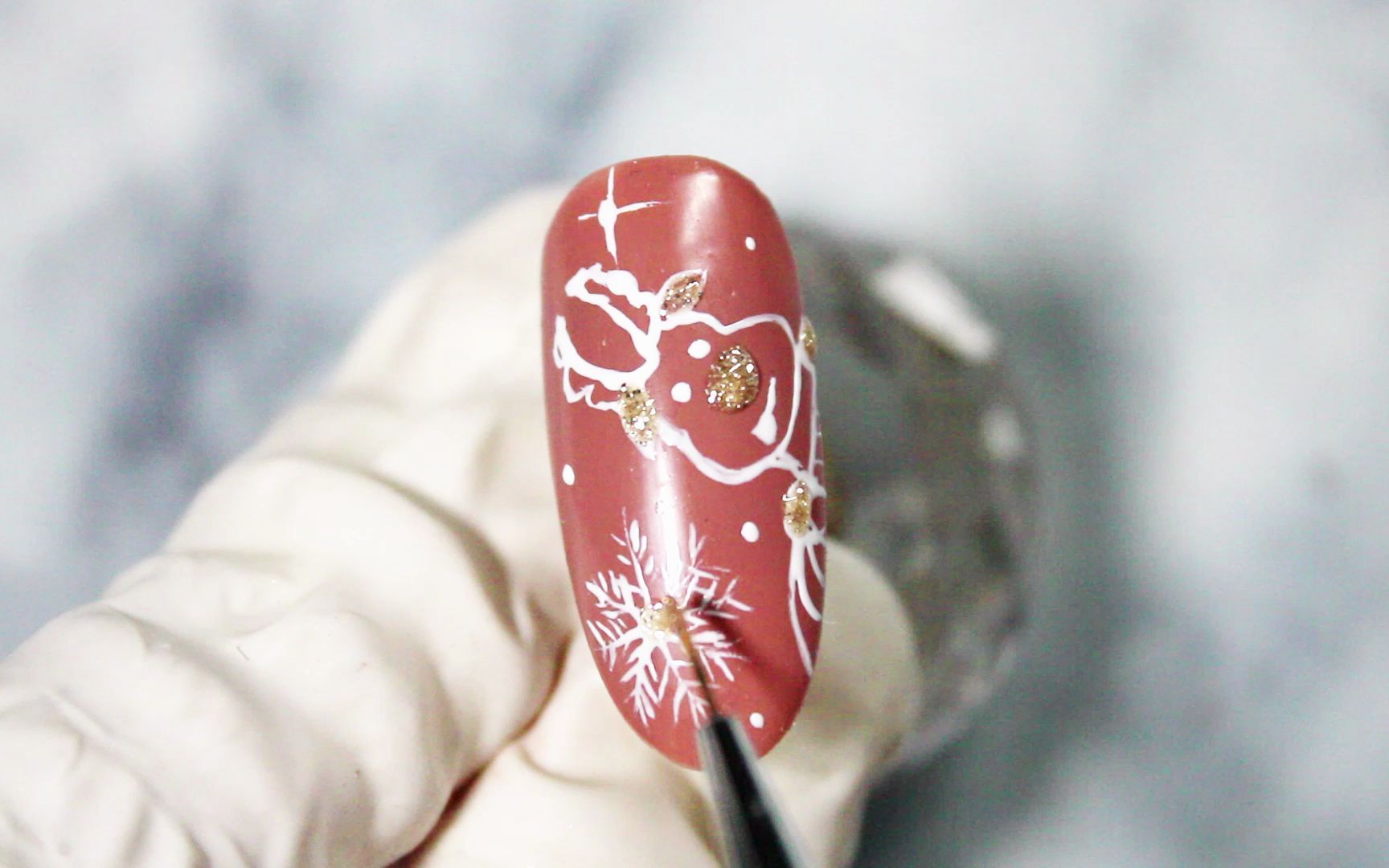 圣诞美甲简笔画小鹿篇《14》merry christmas圣诞麋鹿彩绘美甲【miya