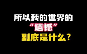 Download Video: 所以我的世界的“遗憾”到底是什么？