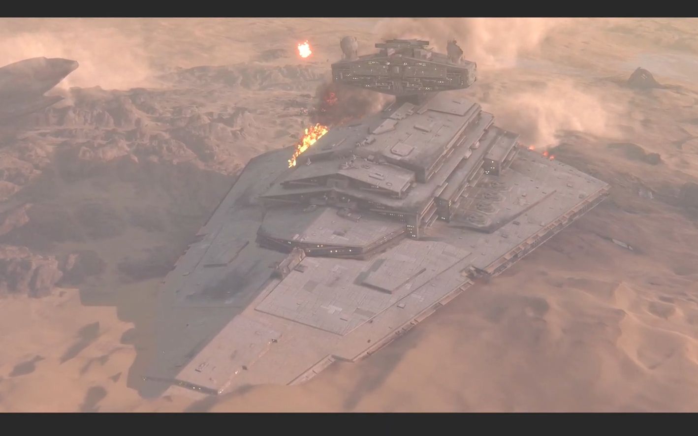 星球大战前线贾库行星沙漠中的歼星舰废墟