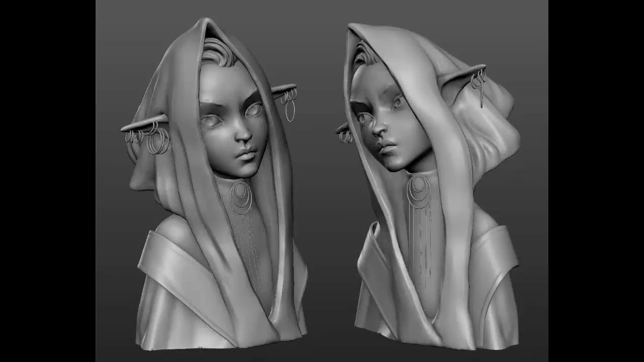 游戏建模blender黑暗搅拌器雕刻时间流逝—精灵女孩_哔哩哔哩 (゜-゜)