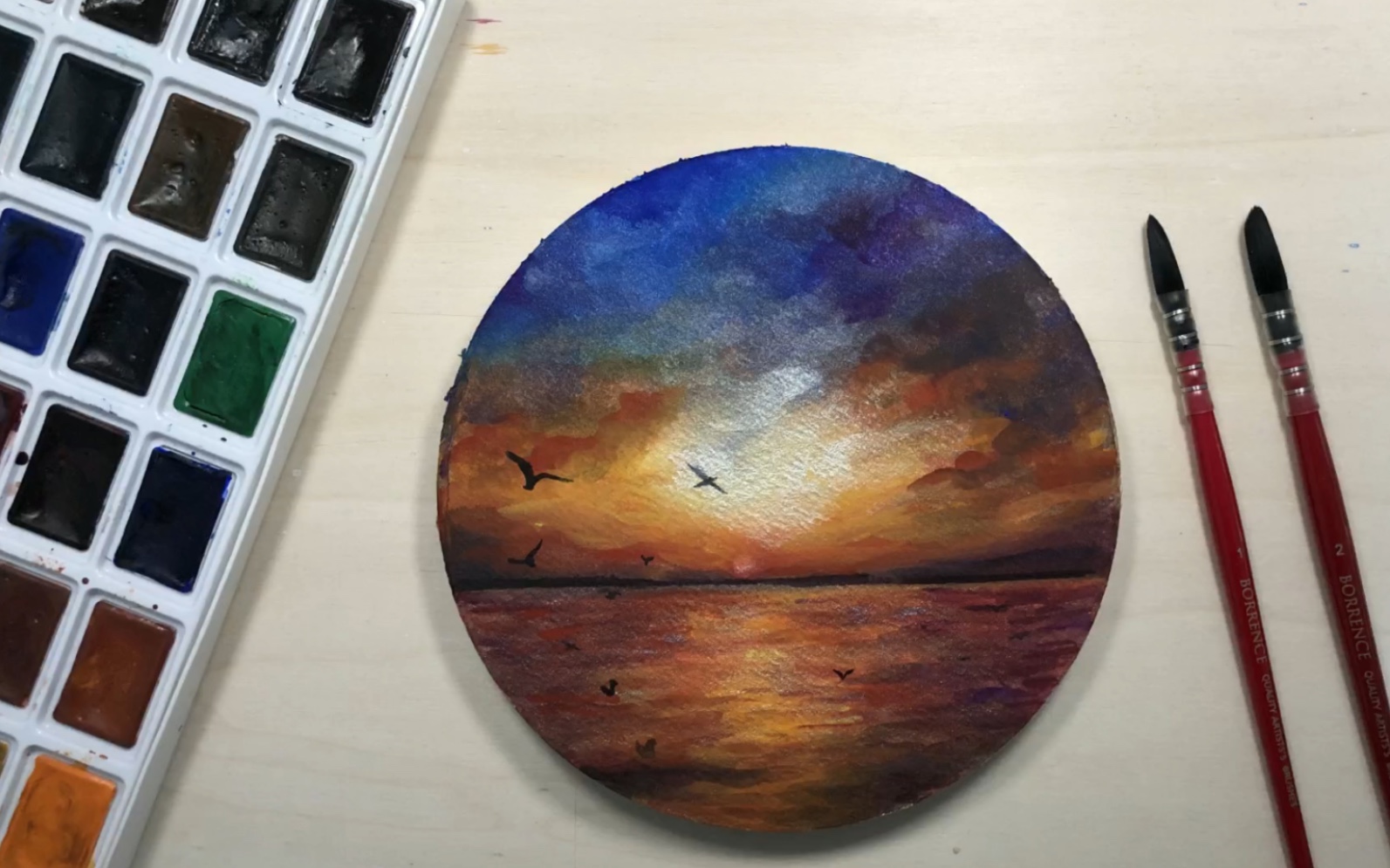 水彩画练习云霞水彩画过程