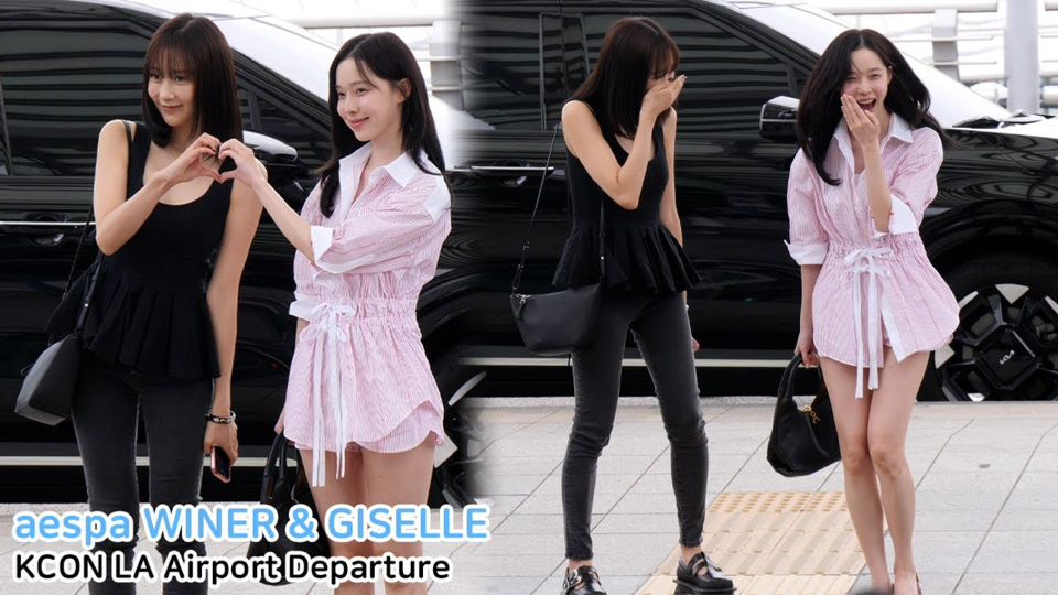 【WINTER×GISELLE】250731 KCON LA出发！机场同框的酷飒姐妹花太吸睛✨