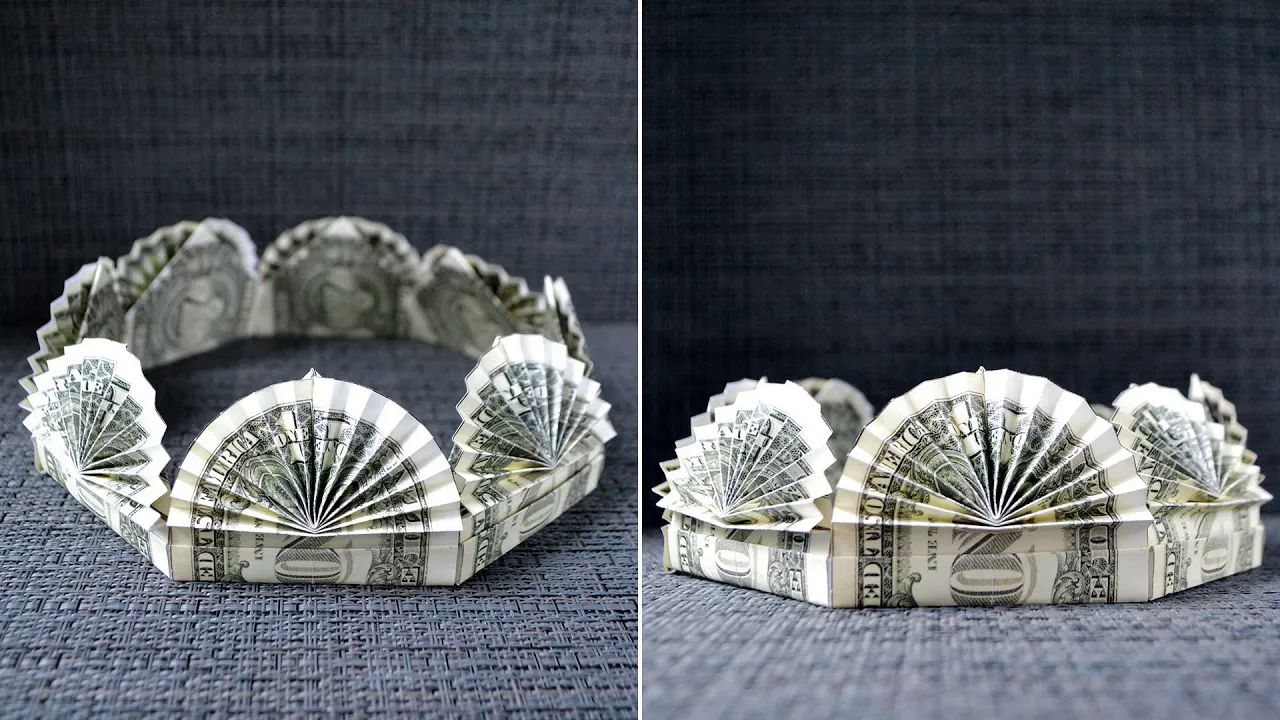 【nprokuda origami】皇冠纸币折纸教程my money crown