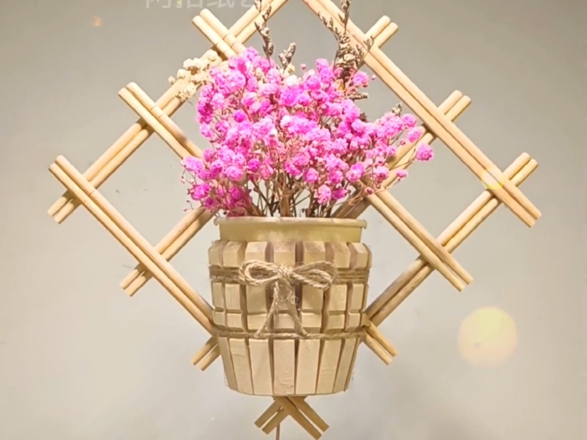 一次性筷子和木夹子diy手工小花篮