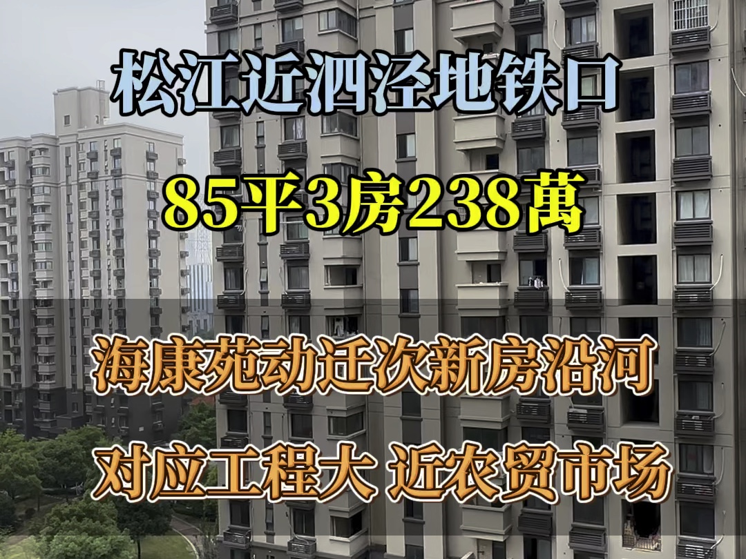 松江9号线塘和家园海康苑85平238万、3室1厅1卫动迁次新房、对应工程大、产权清晰无户口、近农贸市场400米、近地铁口1.5公里哔哩哔哩bilibili