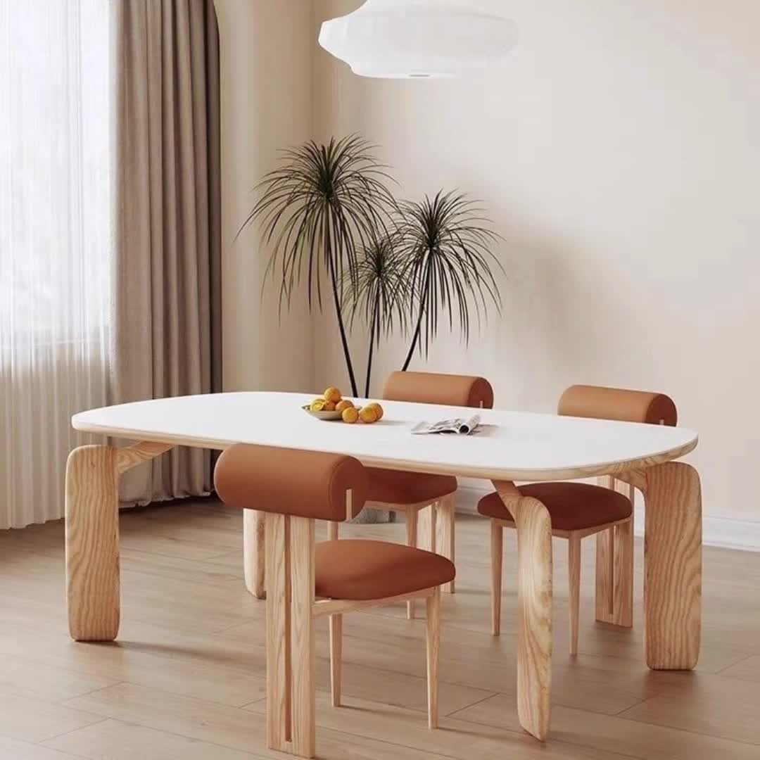 【21元券】大司马 原木奶油风大象腿餐桌家用小户型桌子长方形实木