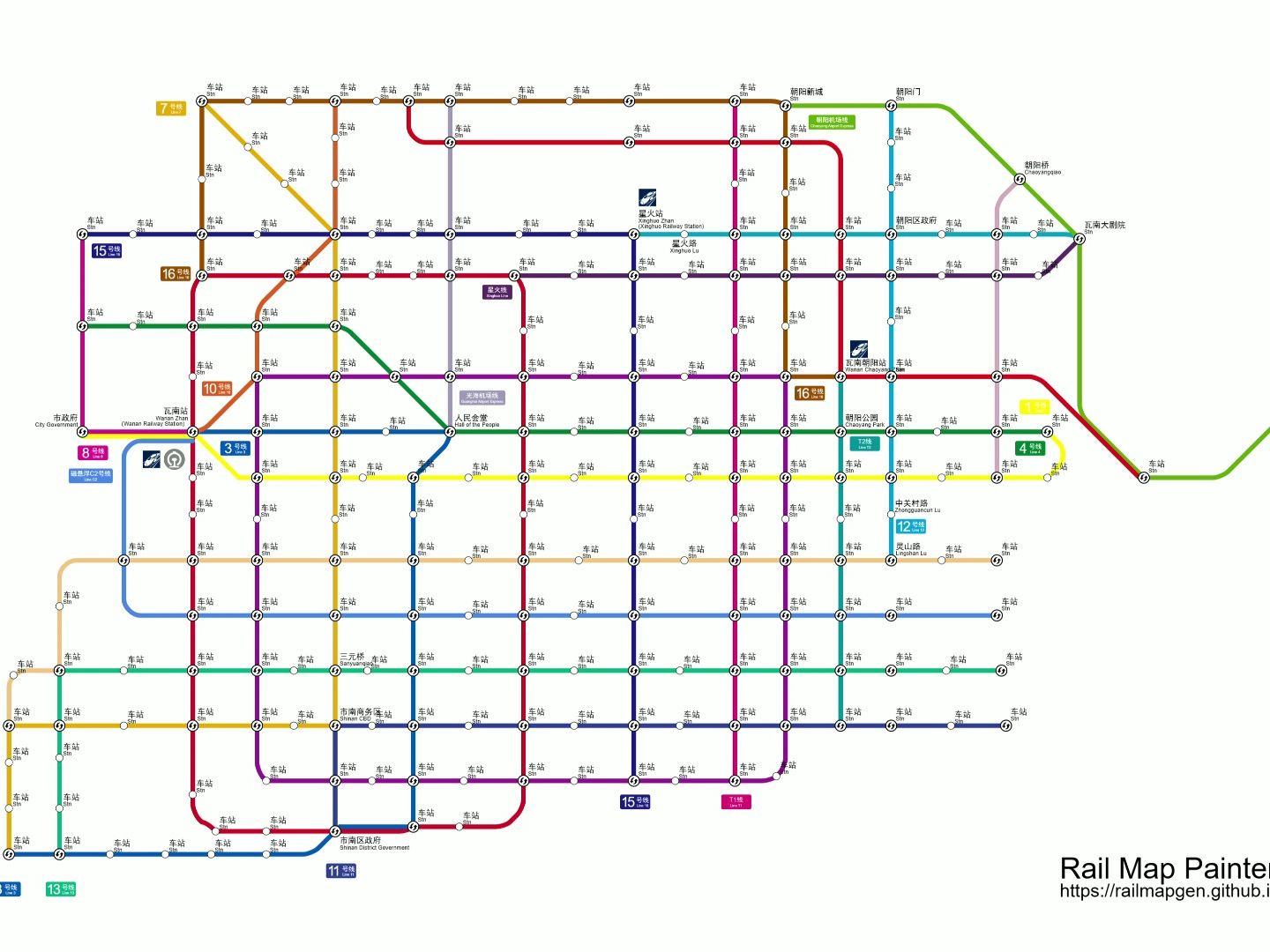 瓦南地铁线路图局部
