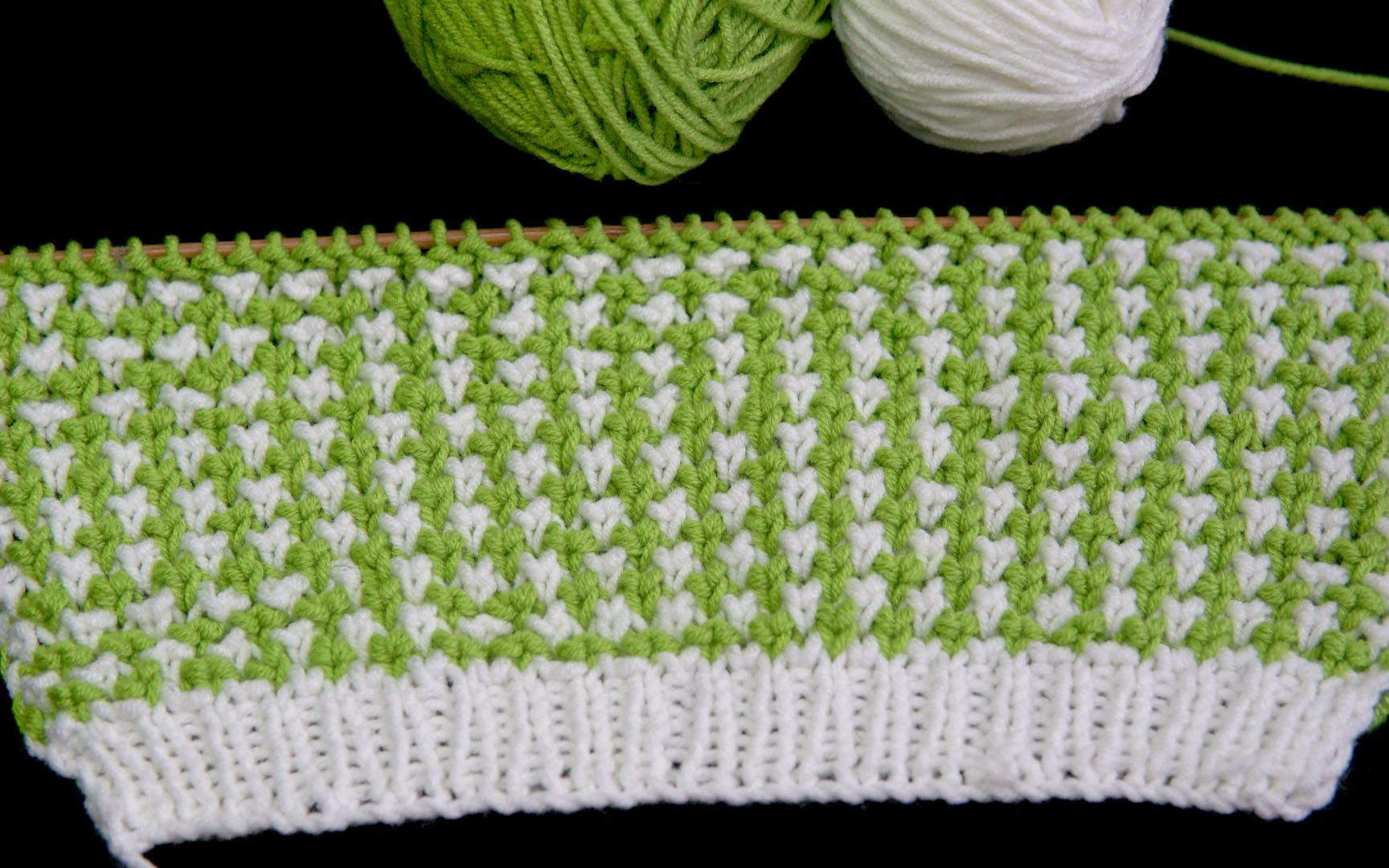 超级简单的双色线针织毛衣图案设计【棒针编织160期】