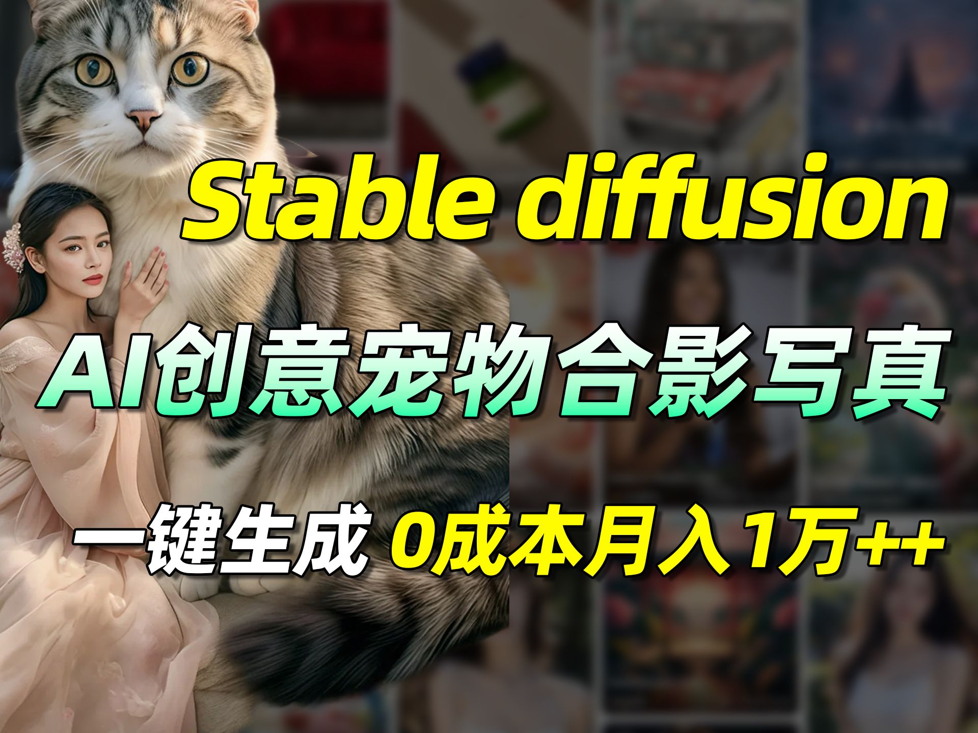 【Stablediffusion】SD你别太离谱!AI创意宠物合影写真,一键生成AI宠物拟人化图片/视频,AI新赛道,0成本月入过万!零基础小白轻松上手!!哔哩哔哩...