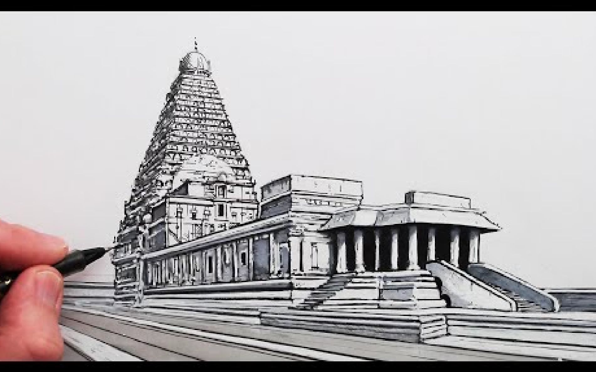 单点透视如何画印度庙宇