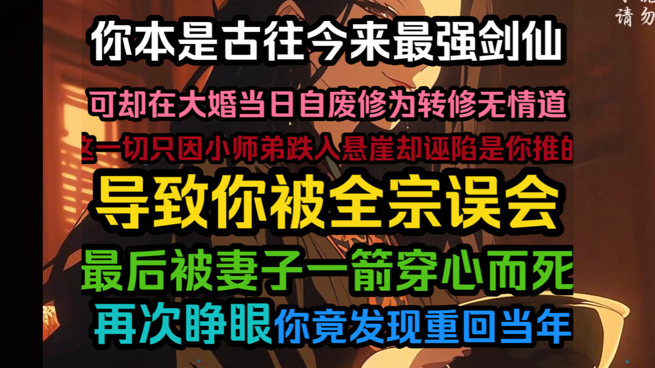 [图]你本是古往今来的最强剑仙，可在大婚当日自废修为转修无情道，这一切只因小师弟自己跌入悬崖却诬陷是你推的他，导致你被全宗误会，被妻子一箭穿心而死。