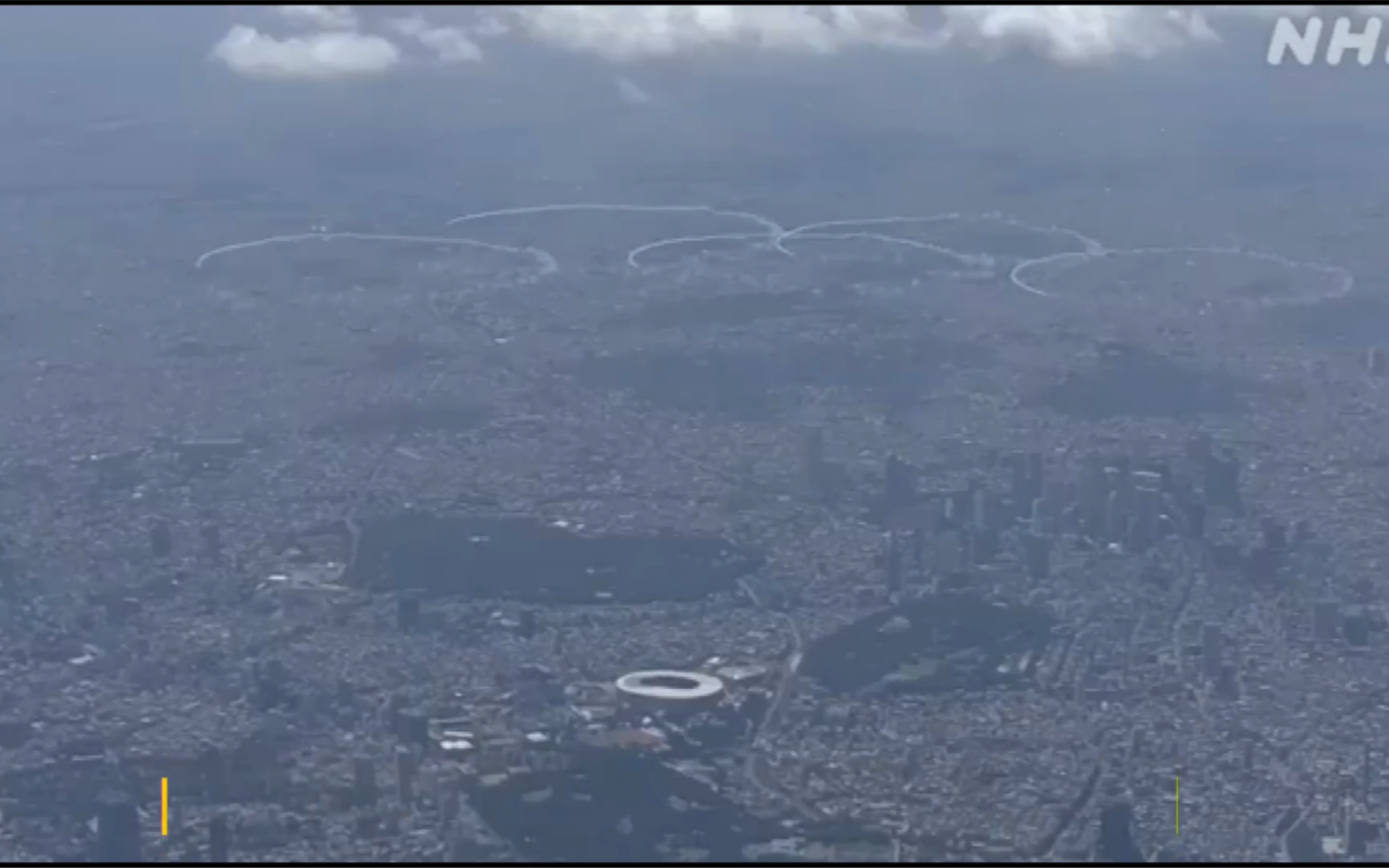 日本航空自卫队特技飞行队为奥运开幕预演 画出奥运五环标志哔哩哔哩bilibili