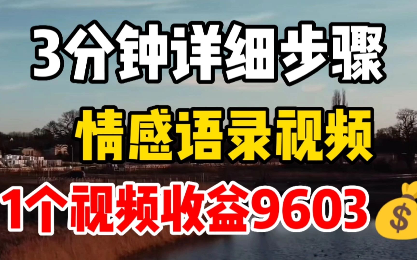 在b站发情感语录视频,1个视频挣9603!操作简单易上手,你也可以!哔哩哔哩bilibili