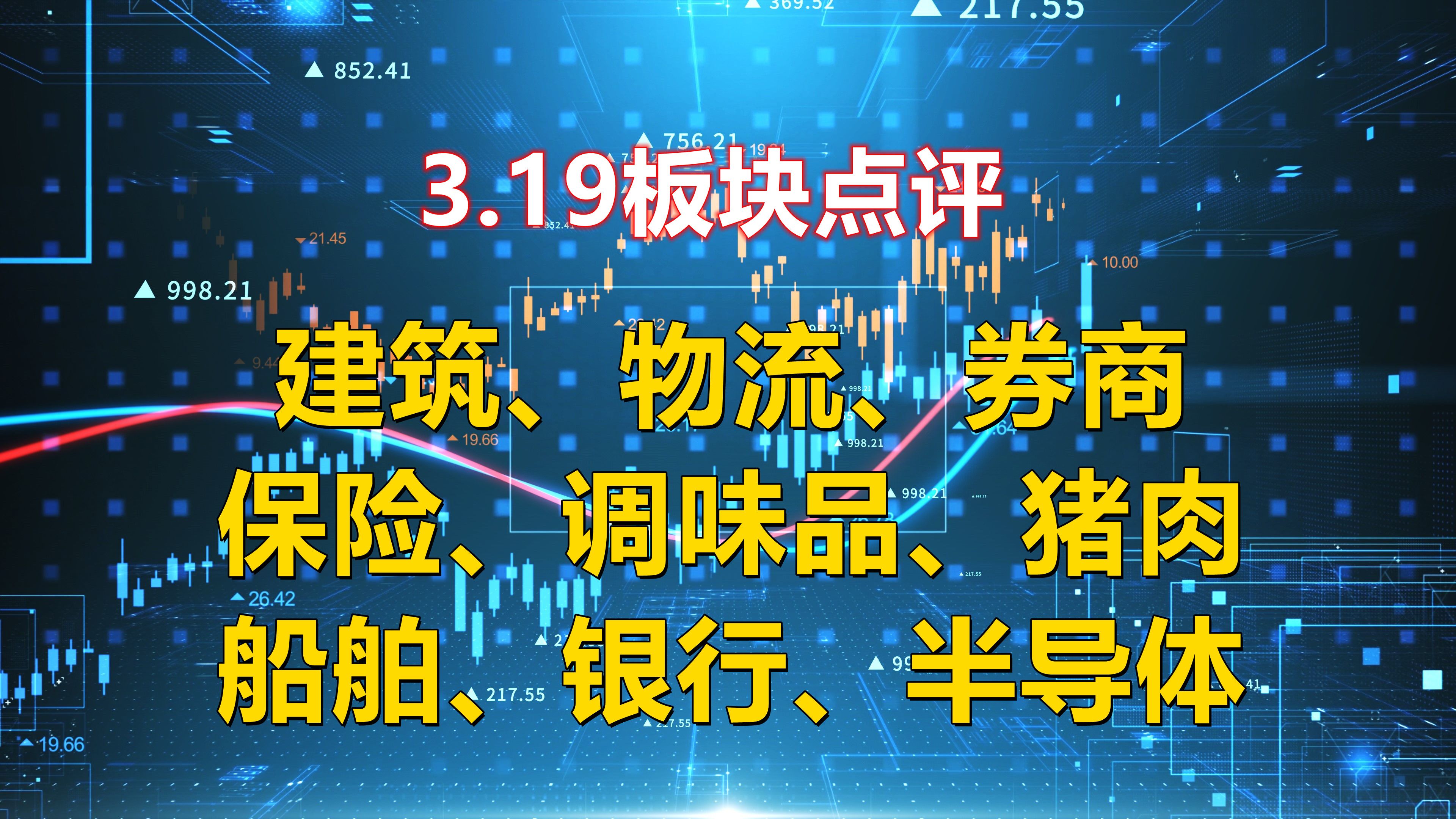 3.19板块点评,建筑、物流、券商、银行保险、调味品、猪肉、船舶哔哩哔哩bilibili