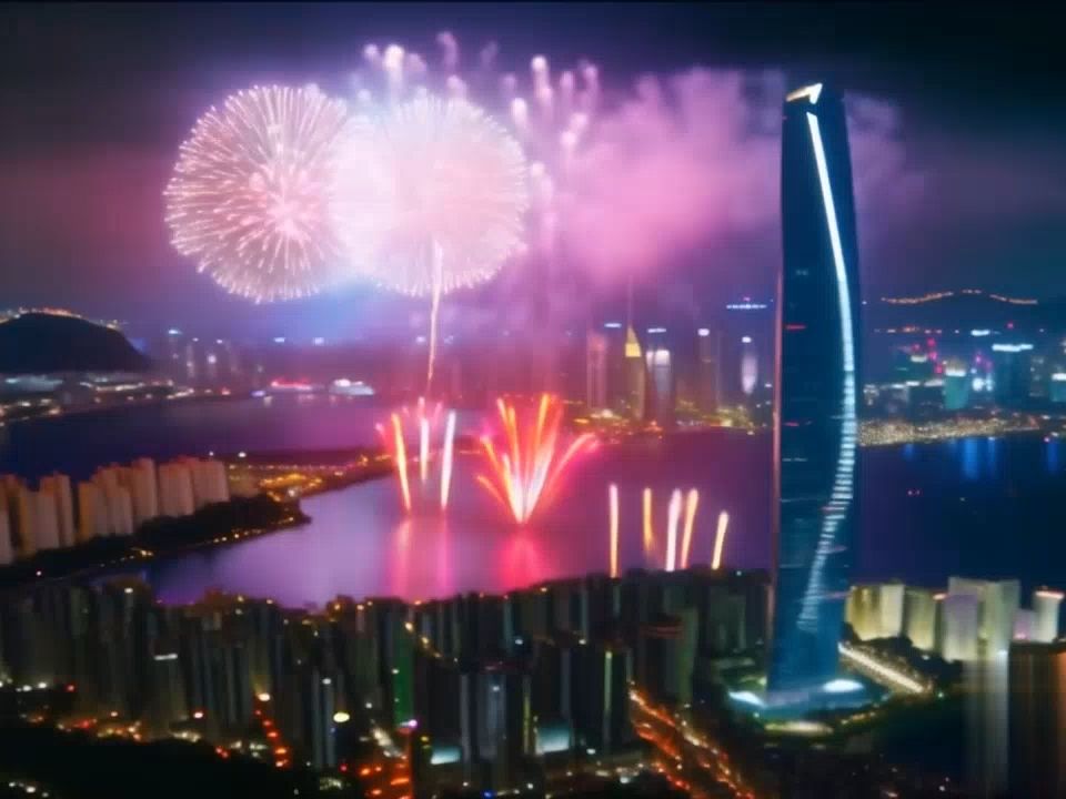 国家繁荣昌盛,绚丽的烟花在中国一线城市绽放之深圳篇.