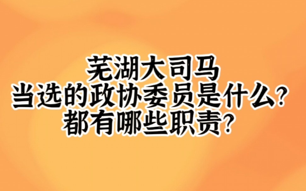 芜湖大司马当选的政协委员是什么?都有哪些职责?哔哩哔哩bilibili