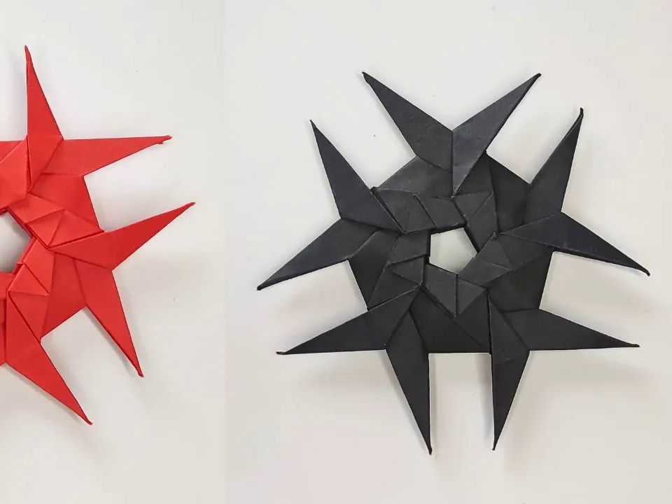 【origami library】手里剑折纸教程super ninja shuriken