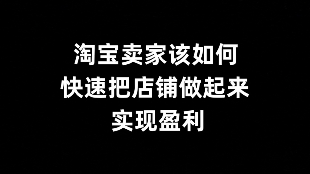 淘宝卖家该如何快速把店铺做起来,实现盈利哔哩哔哩bilibili