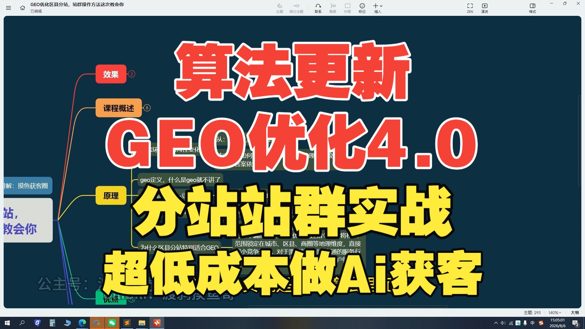 8月最新零基础GEO4.0优化教程,1小时GEO入门到精通,豆包seed2.1算法讲解,零成本搭建AI官网与区县下沉分站,低成本做豆包优化Ai搜索获客