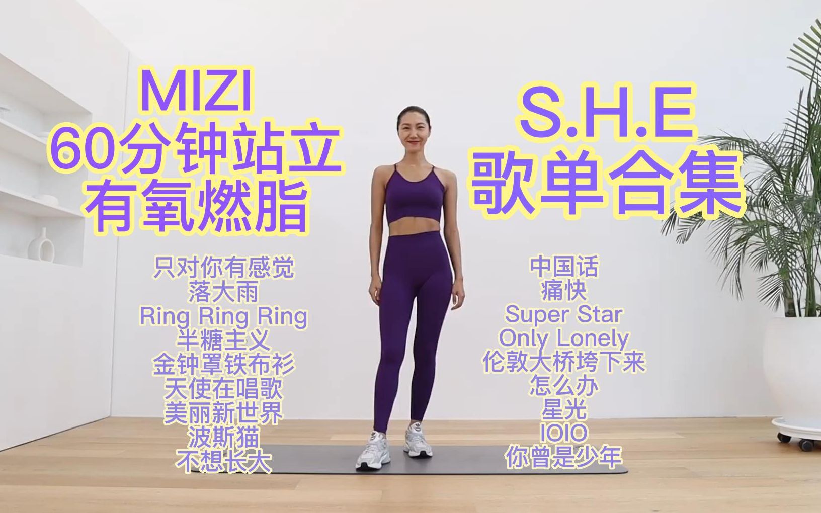 [图]【MIZI*SHE】60分钟站立有氧燃脂塑形运动|自用|中文华语音乐歌单|瘦腰新手友好居家运动|田馥甄hebe|Selina|ella|youtube