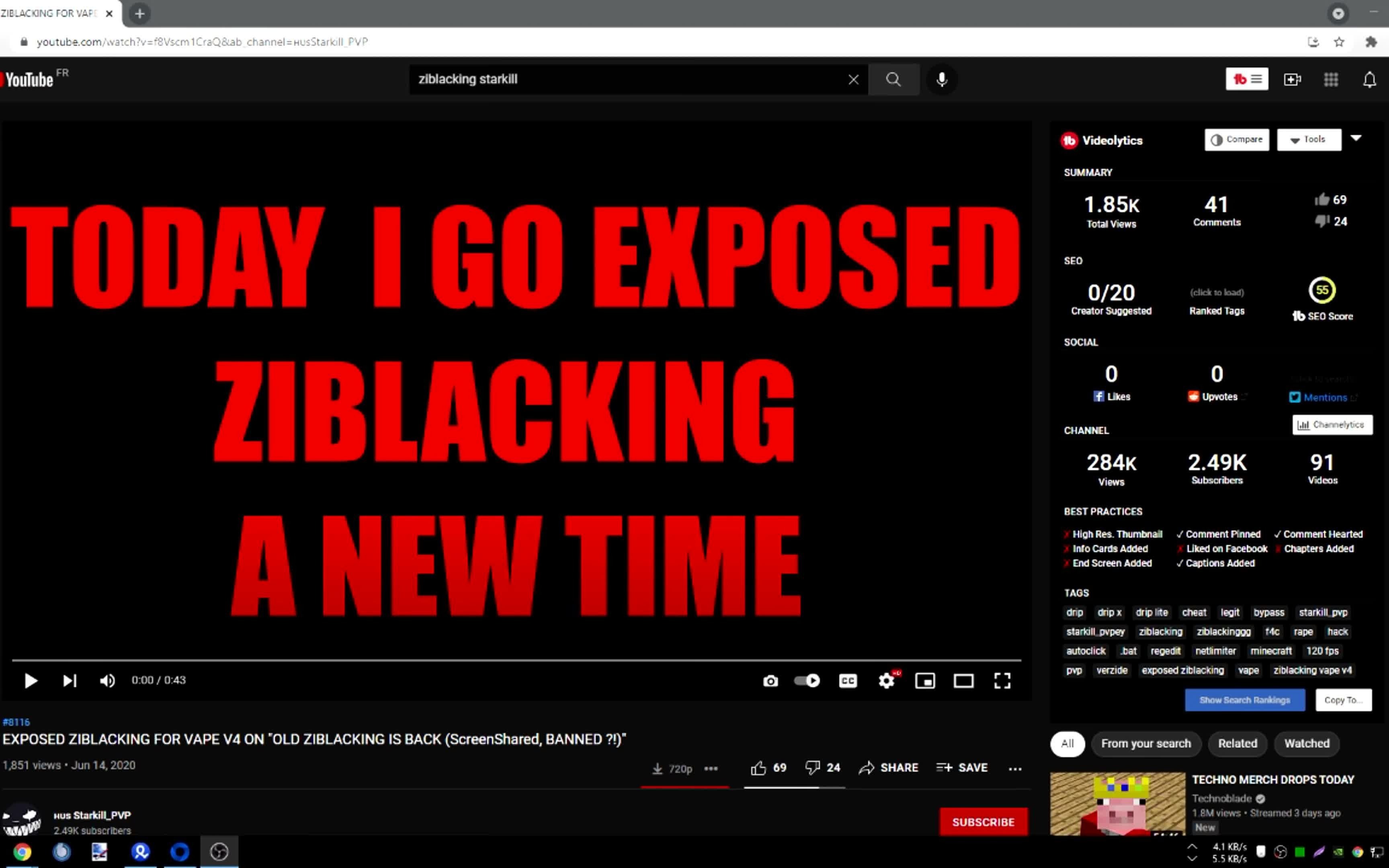 ziblacking直播时被抓到开黑客