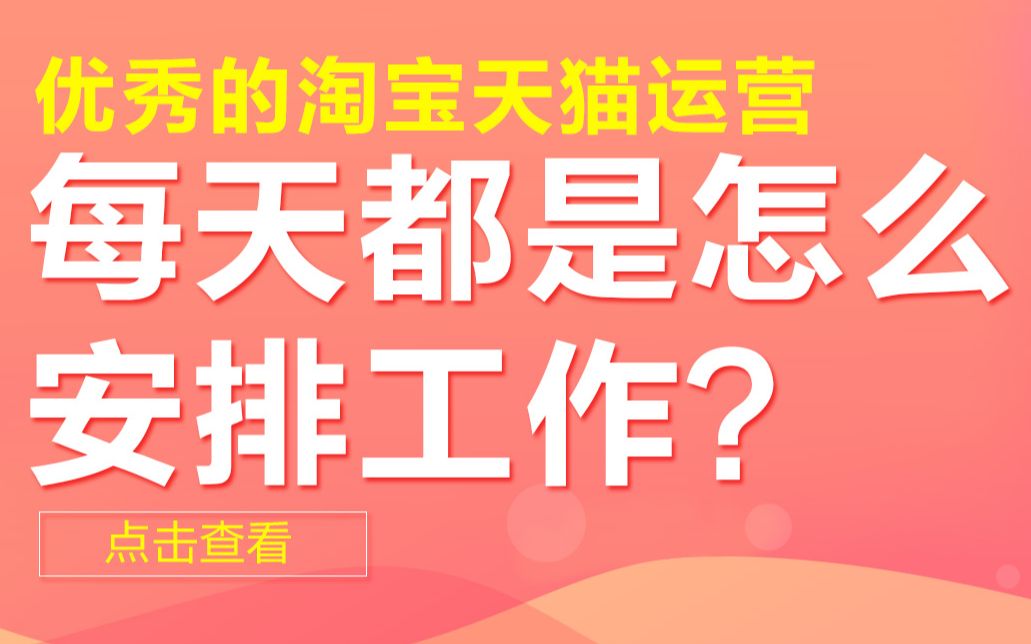 淘宝店铺一个优秀的淘宝天猫运营每天都是如何的安排工作?(1)哔哩哔哩bilibili