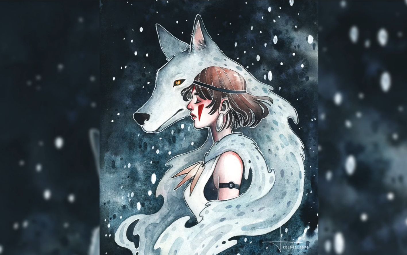 【水彩】简单的水彩插画幽灵公主_哔哩哔哩 (゜-゜)つロ 干杯~-bili