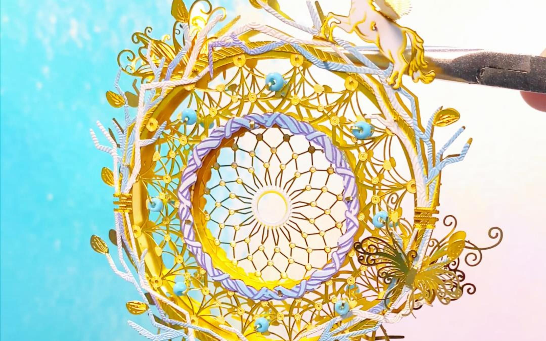 【金属模型】十个捕梦网,悬挂在一起,像旋转木马一样梦幻唯美