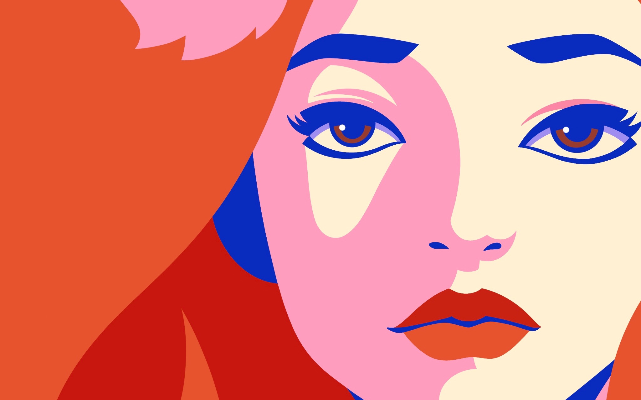 用经典的蓝橙配色画个美女